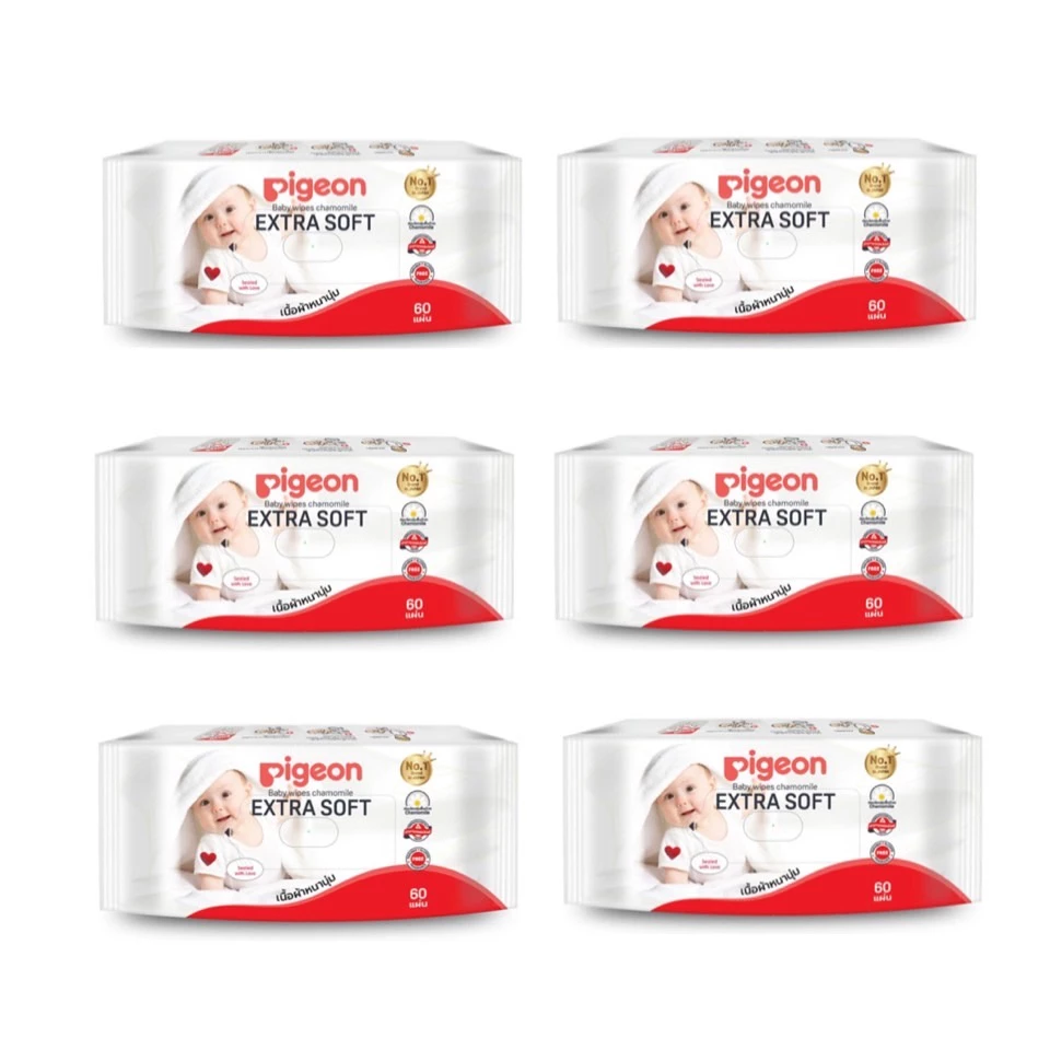 Pigeon baby wipes ทิชชู่เปียก 60ชิ้น 12ห่อ